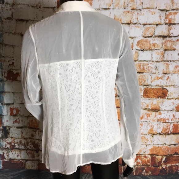 Bailey 44 Sheer Collared Button Up With Lace - Picture 5 of 8